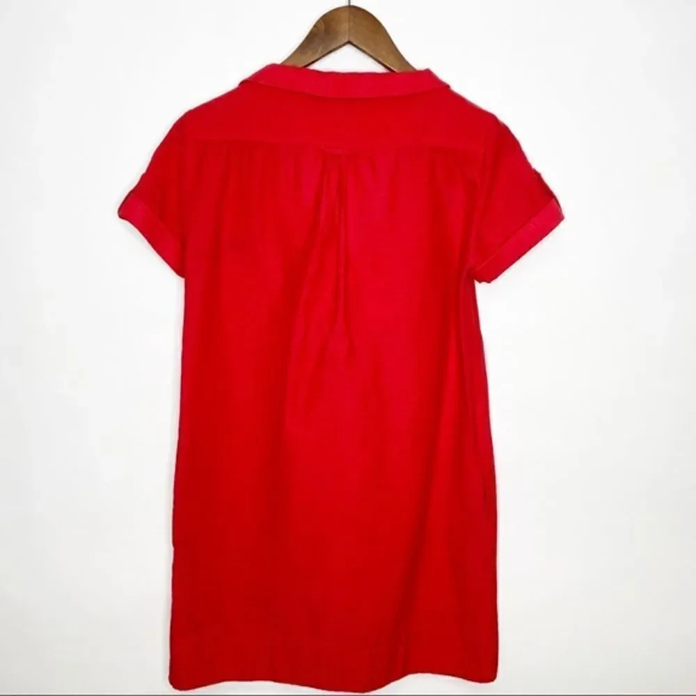 Zara Basic Red Collared V-neck Tunic Dress Small